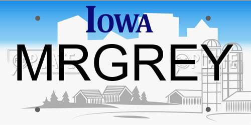 MRGREY Iowa License Plate