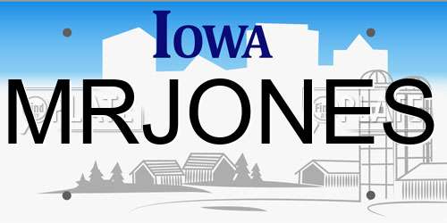 MRJONES Iowa License Plate