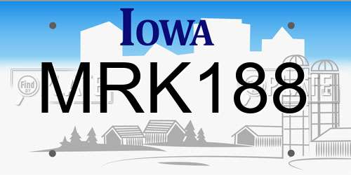 MRK188 Iowa License Plate