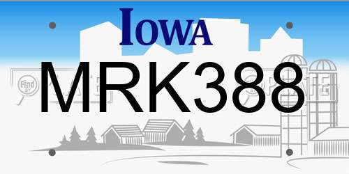 MRK388 Iowa License Plate
