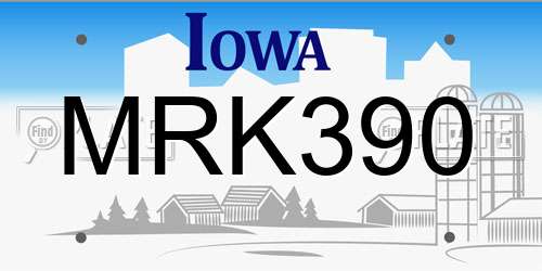 MRK390 Iowa License Plate