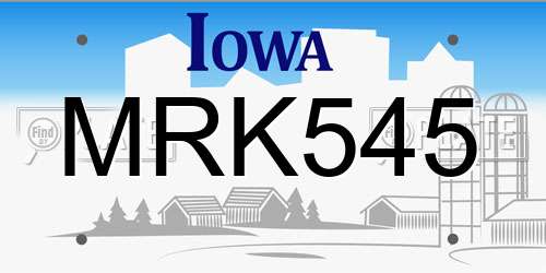 MRK545 Iowa License Plate