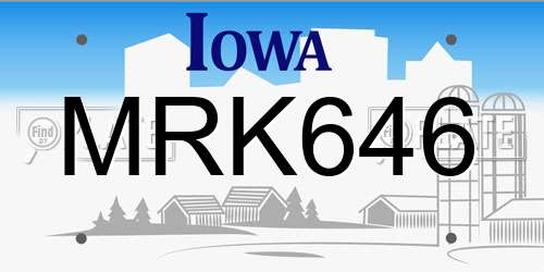 MRK646 Iowa License Plate