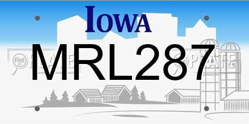 MRL287 Iowa License Plate