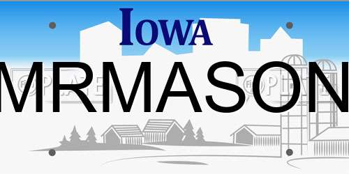 MRMASON Iowa License Plate