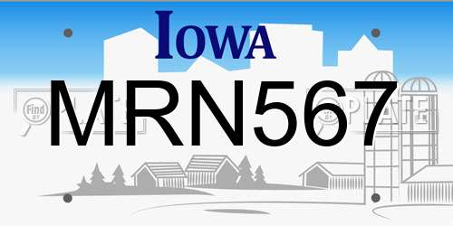 MRN567 Iowa License Plate
