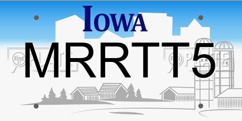 MRRTT5 Iowa License Plate