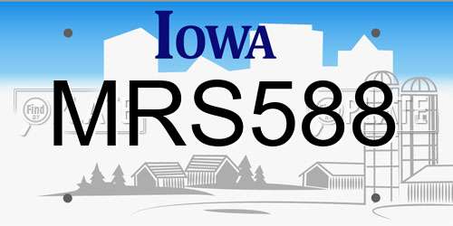MRS588 Iowa License Plate