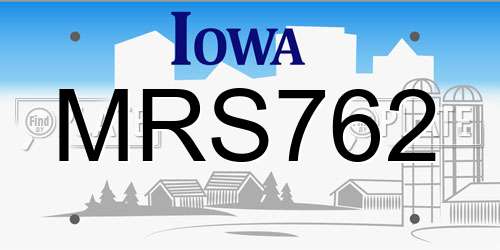 MRS762 Iowa License Plate