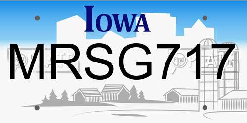 MRSG717 Iowa License Plate