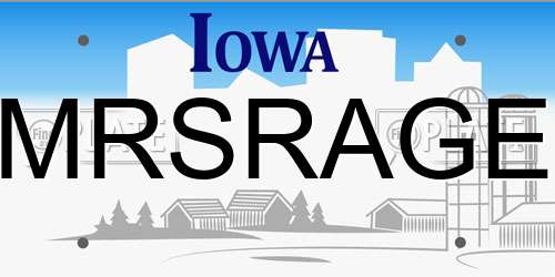 MRSRAGE Iowa License Plate