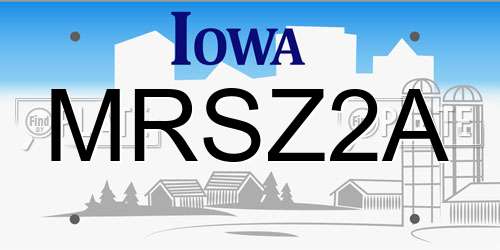 MRSZ2A Iowa License Plate