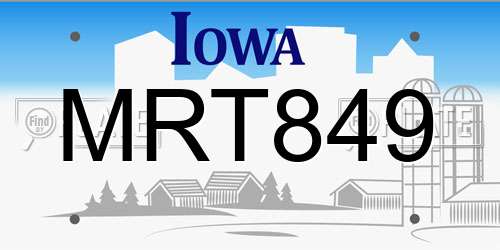 MRT849 Iowa License Plate