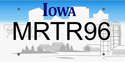 MRTR96 Iowa License Plate