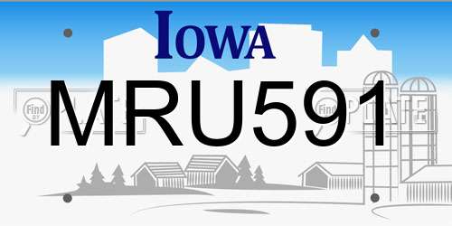 MRU591 Iowa License Plate
