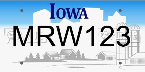 MRW123 Iowa License Plate