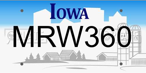 MRW360 Iowa License Plate