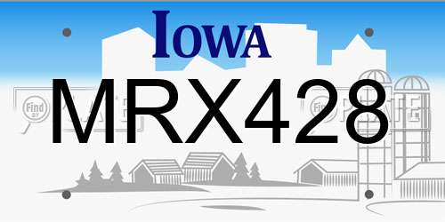 MRX428 Iowa License Plate