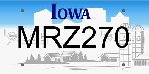 MRZ270 Iowa License Plate