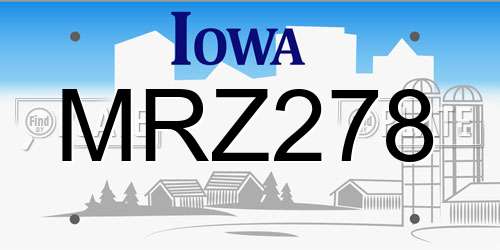 MRZ278 Iowa License Plate