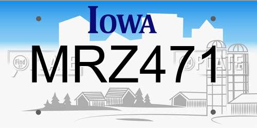 MRZ471 Iowa License Plate