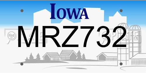 MRZ732 Iowa License Plate