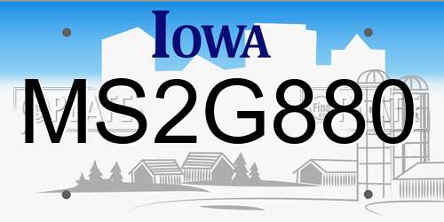 MS2G880 Iowa License Plate