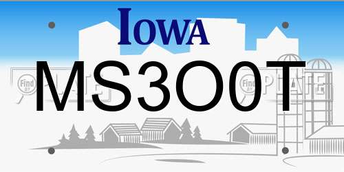 MS3O0T Iowa License Plate