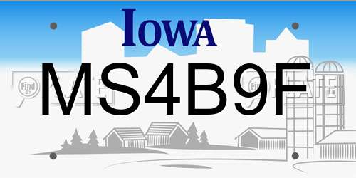 MS4B9F Iowa License Plate