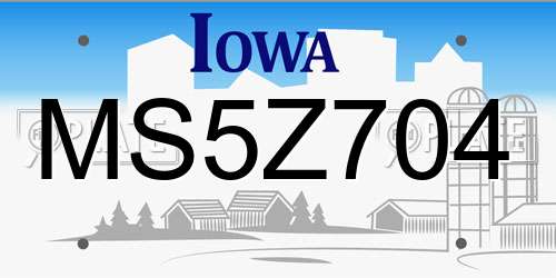 MS5Z704 Iowa License Plate