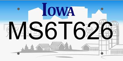 MS6T626 Iowa License Plate