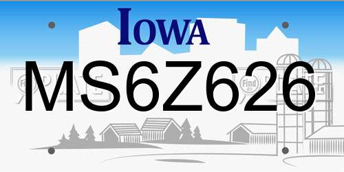 MS6Z626 Iowa License Plate