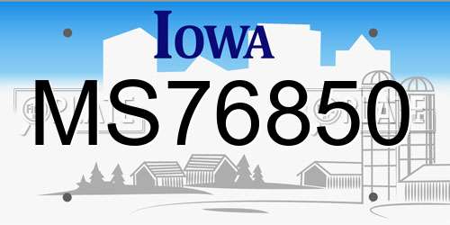MS76850 Iowa License Plate