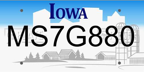 MS7G880 Iowa License Plate