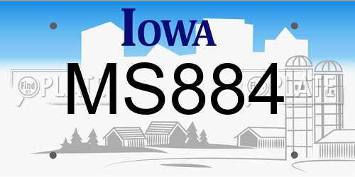 MS884 Iowa License Plate