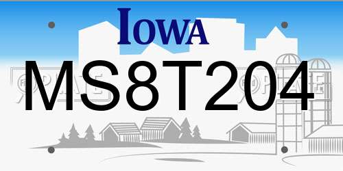 MS8T204 Iowa License Plate
