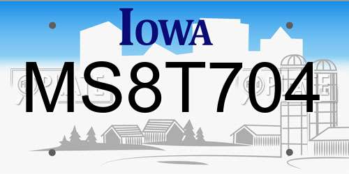 MS8T704 Iowa License Plate