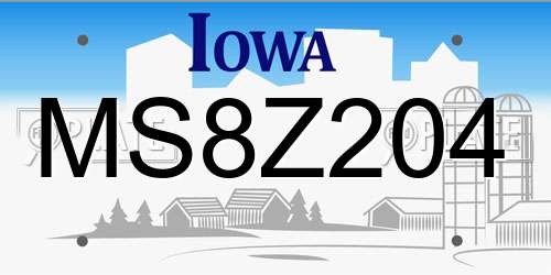MS8Z204 Iowa License Plate