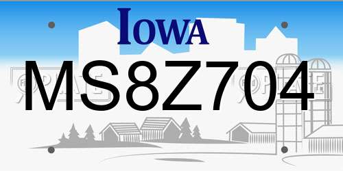 MS8Z704 Iowa License Plate