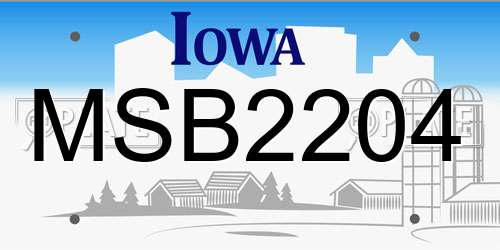 MSB2204 Iowa License Plate