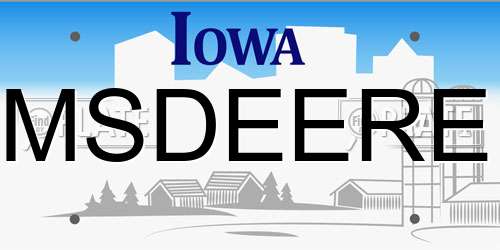MSDEERE Iowa License Plate