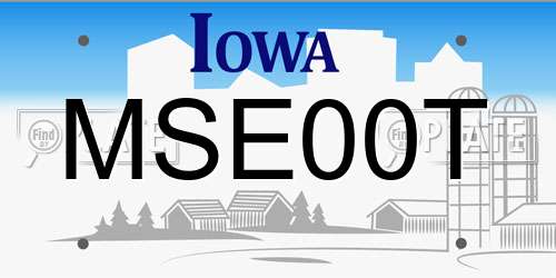 MSE00T Iowa License Plate