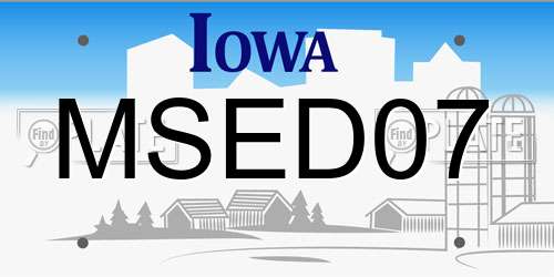 MSED07 Iowa License Plate