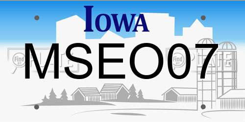 MSEO07 Iowa License Plate