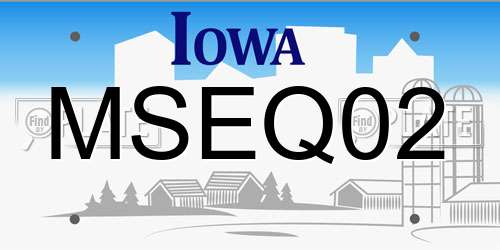 MSEQ02 Iowa License Plate