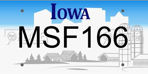 MSF166 Iowa License Plate