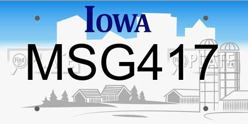 MSG417 Iowa License Plate