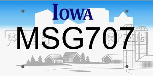 MSG707 Iowa License Plate