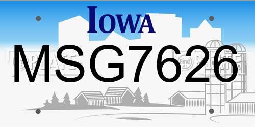 MSG7626 Iowa License Plate
