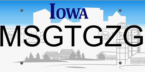 MSGTGZG Iowa License Plate
